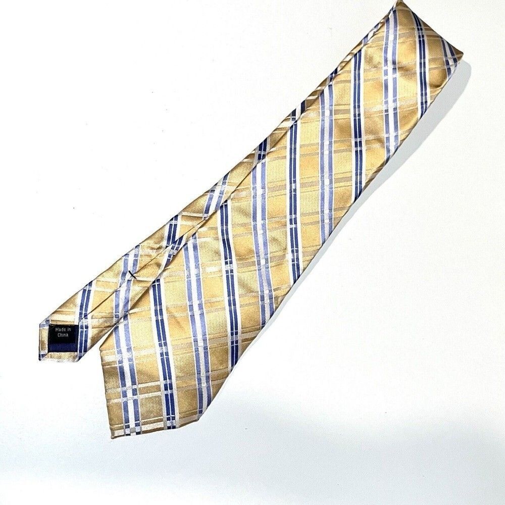 Joseph Abboud Pure Silk Tie Geometric Beige blue Mens Classic